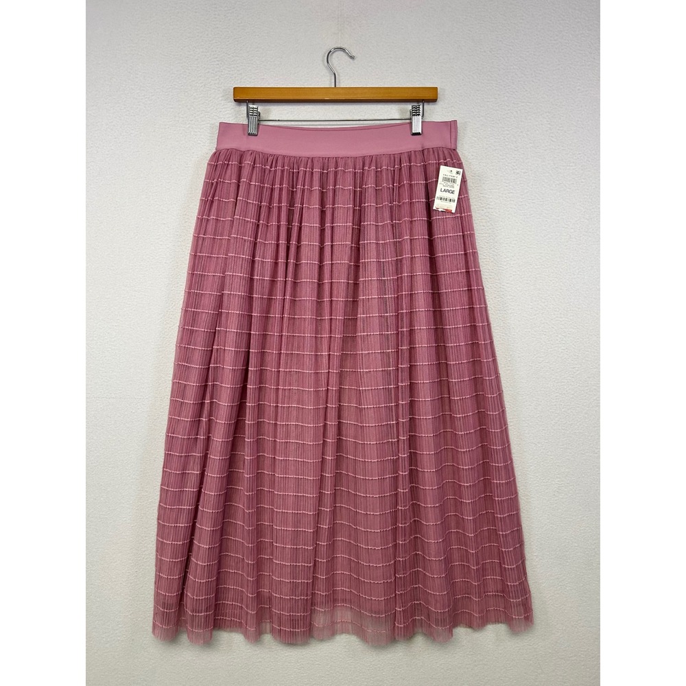 Boho Romantic ON 34th Womens L Mauve Orchid Pleated Tulle Maxi Skirt